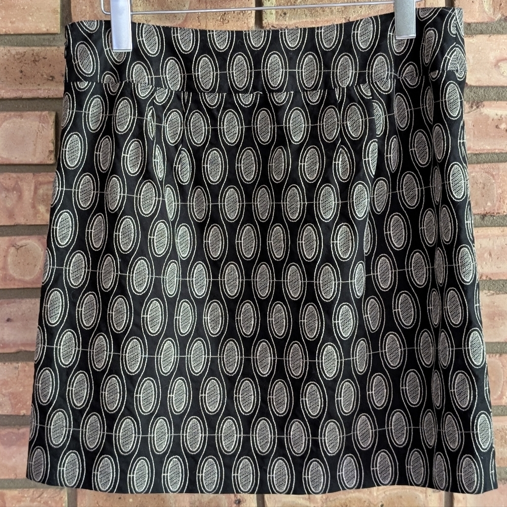 Loft Ann Taylor Black and Tan Embroidered Skirt